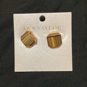 New Ann Taylor Gold and Brown Stud Earrings